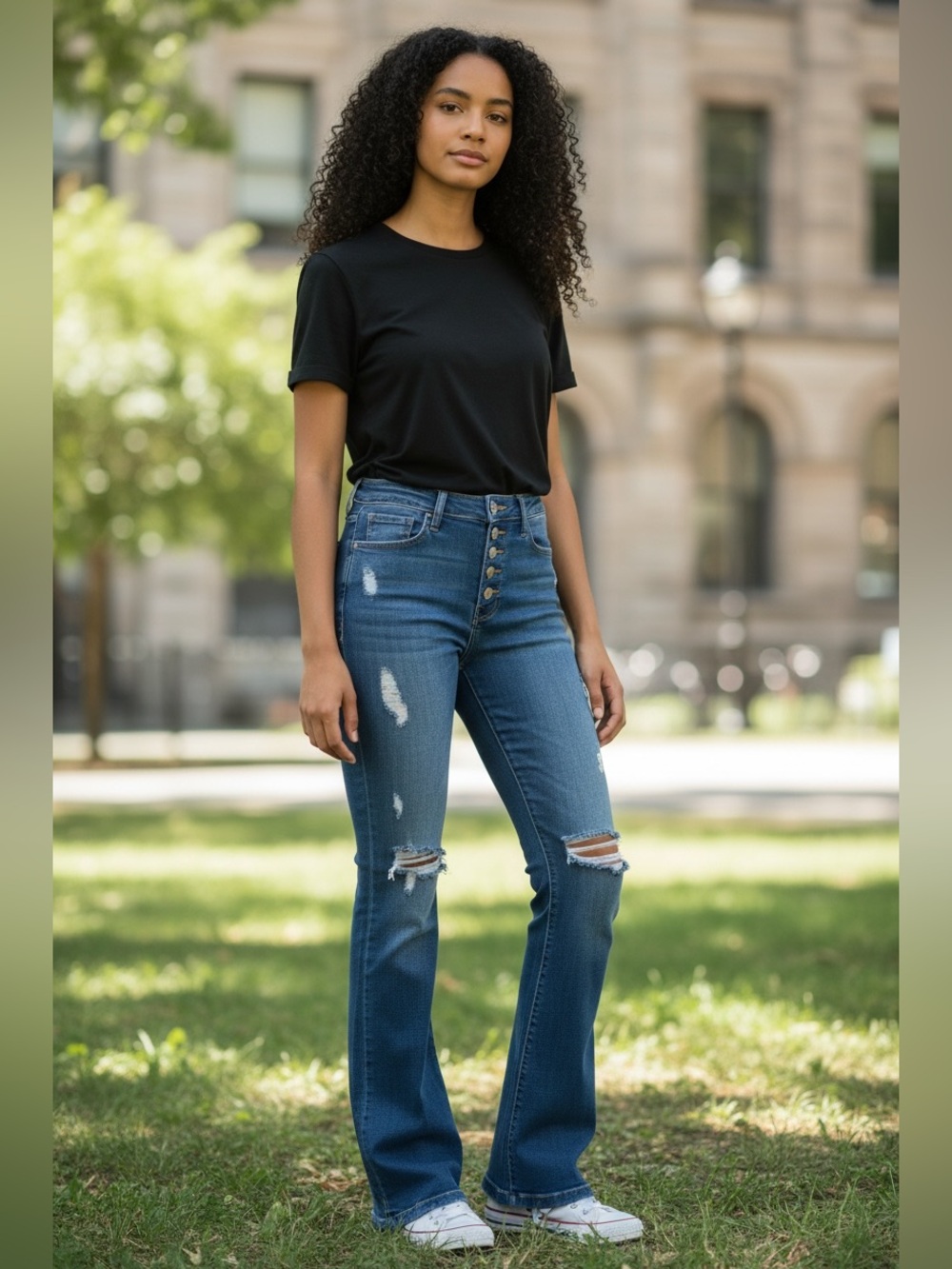👖✨ JUDY BLUE MID-RISE DISTRESSED TROUSER FLARES ✨👖 🏷️ NWT